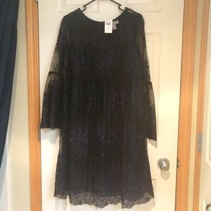 Beautiful black w/blue detail lace maternity dress